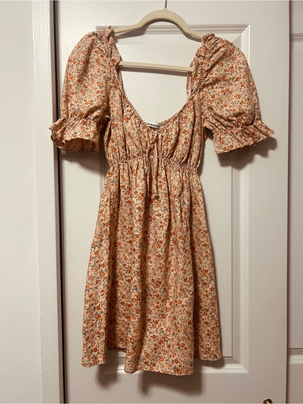 Reformation Floral Babydoll Puff Sleeve Dress Linen